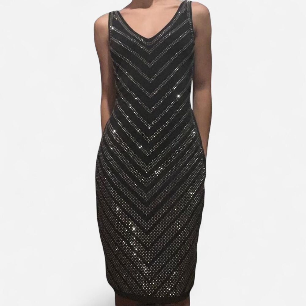 Calvin-klein Women's Black and Silver Dress